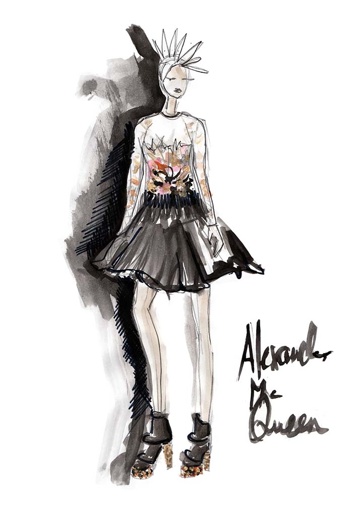 alexander mcqueen, collage, mode collage, figurines, illustration, illustrationen,mcqueen,savage beauty,london, fashion design,fashion designer, victoria and albert, enfant terrible
