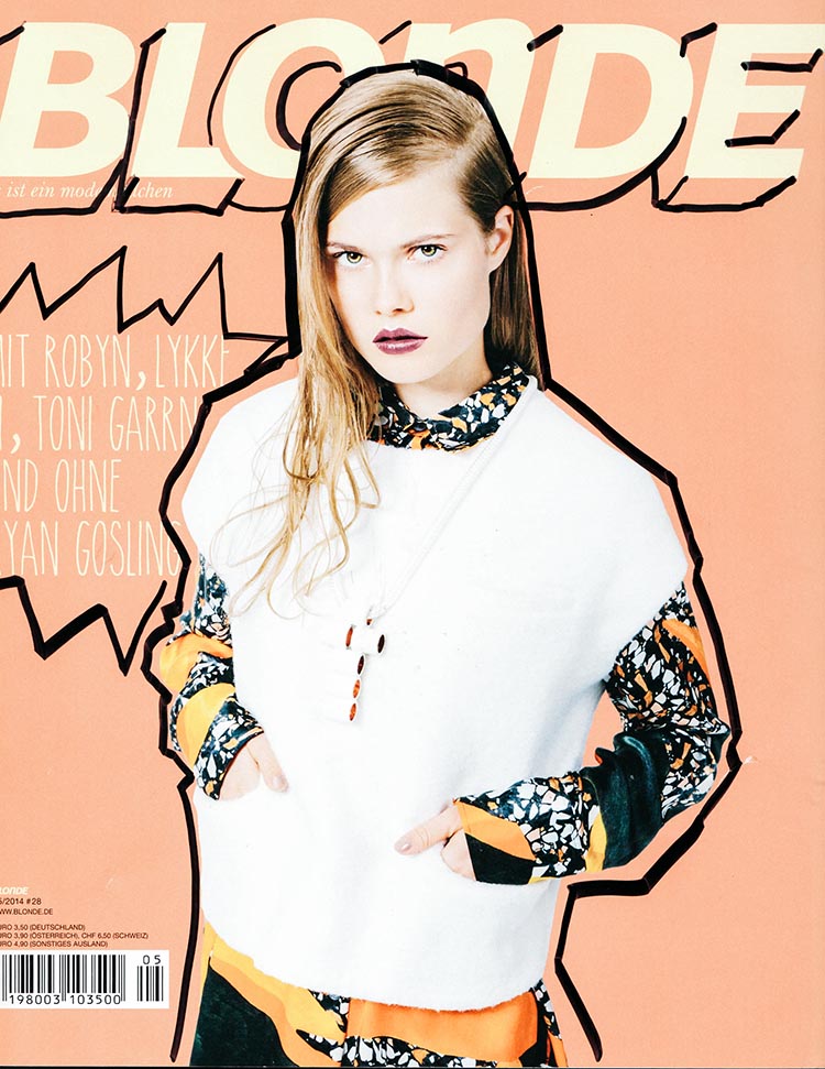 Collagen, verzierte Bilder, Zeitschrift Blonde, Kunstcollage, Cover, Zeitschriftencover