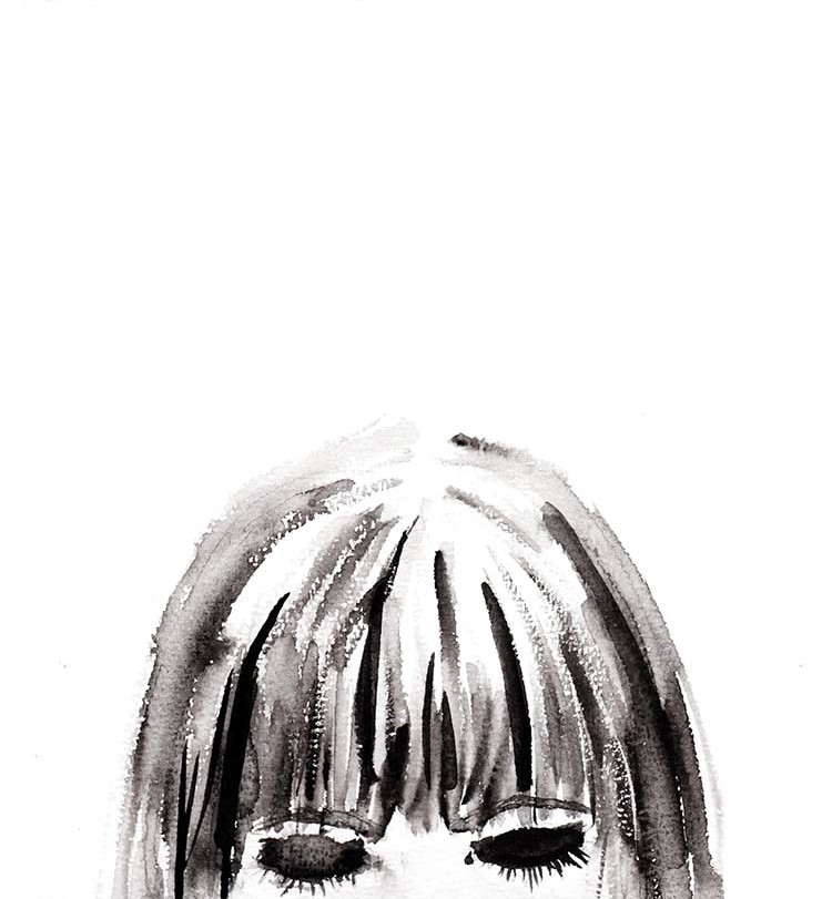 Stress in der Schule, Gesichtillustration, Aquarell, modefigurinen, schule, stress, Figurinen, mode, Zeichnungen, Illustrationen, Illustration,