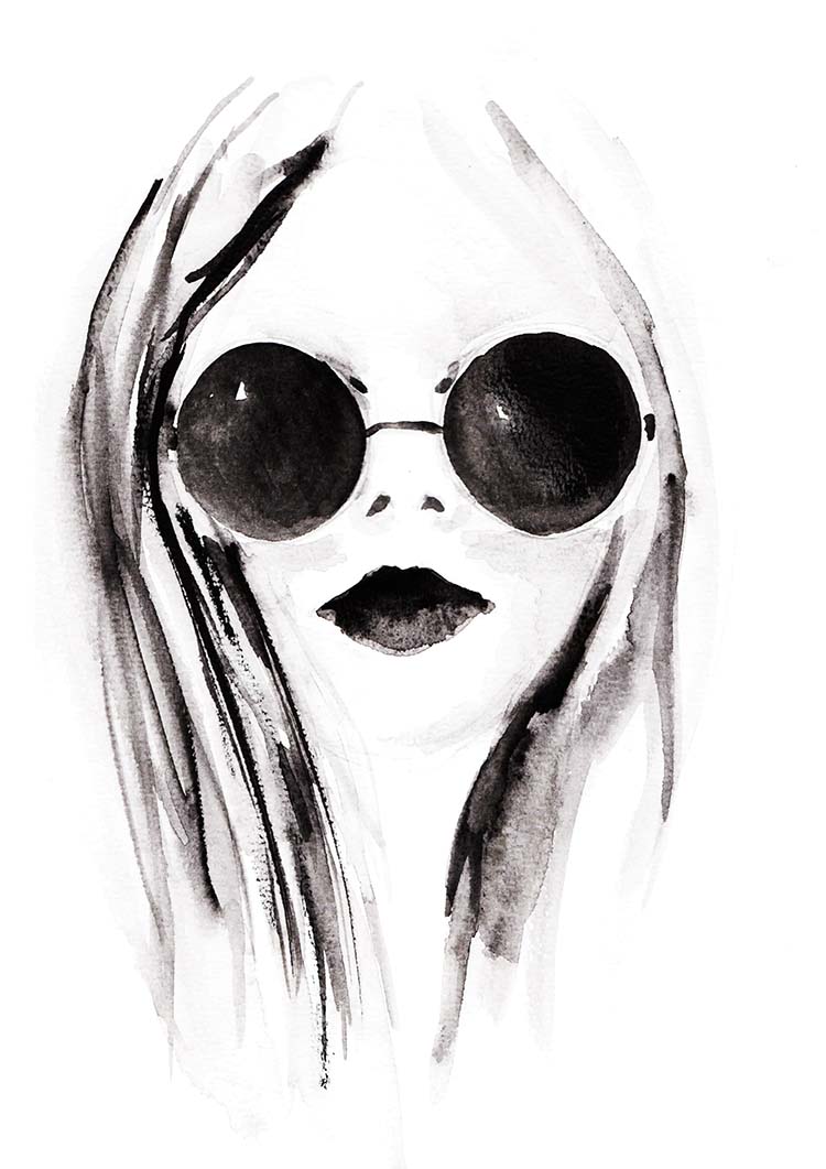 Stress in der Schule, Gesichtillustration, Aquarell, modefigurinen, schule, stress, Figurinen, mode, Zeichnungen, Illustrationen, Illustration,