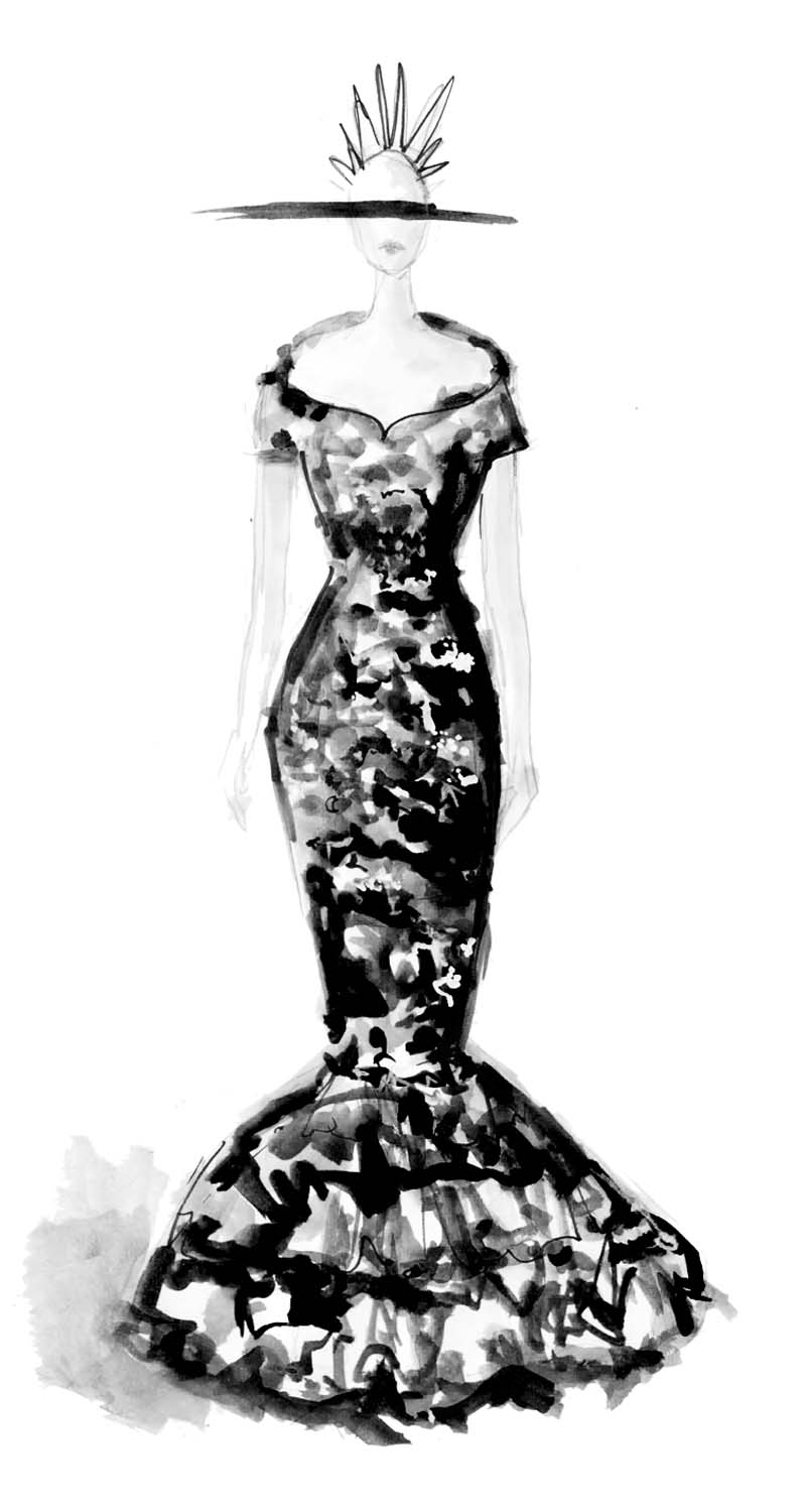 So zeichnest du eine Mode Skizze ! Erfahre wie du durch einfache Mittel tolle Ergebnisse zu Stande bringst - anhand von Alexander McQueen Entwürfen erklärt. Hermine on walk | Mode Illustration | Fashion lIlustrations | Fashion Sketch | Sketchbook | Mode Skizzen 