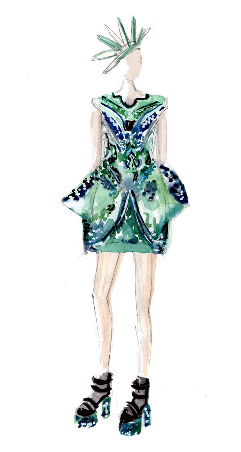 So zeichnest du eine Mode Skizze ! Erfahre wie du durch einfache Mittel tolle Ergebnisse zu Stande bringst - anhand von Alexander McQueen Entwürfen erklärt. Hermine on walk | Mode Illustration | Fashion lIlustrations | Fashion Sketch | Sketchbook | Mode Skizzen 
