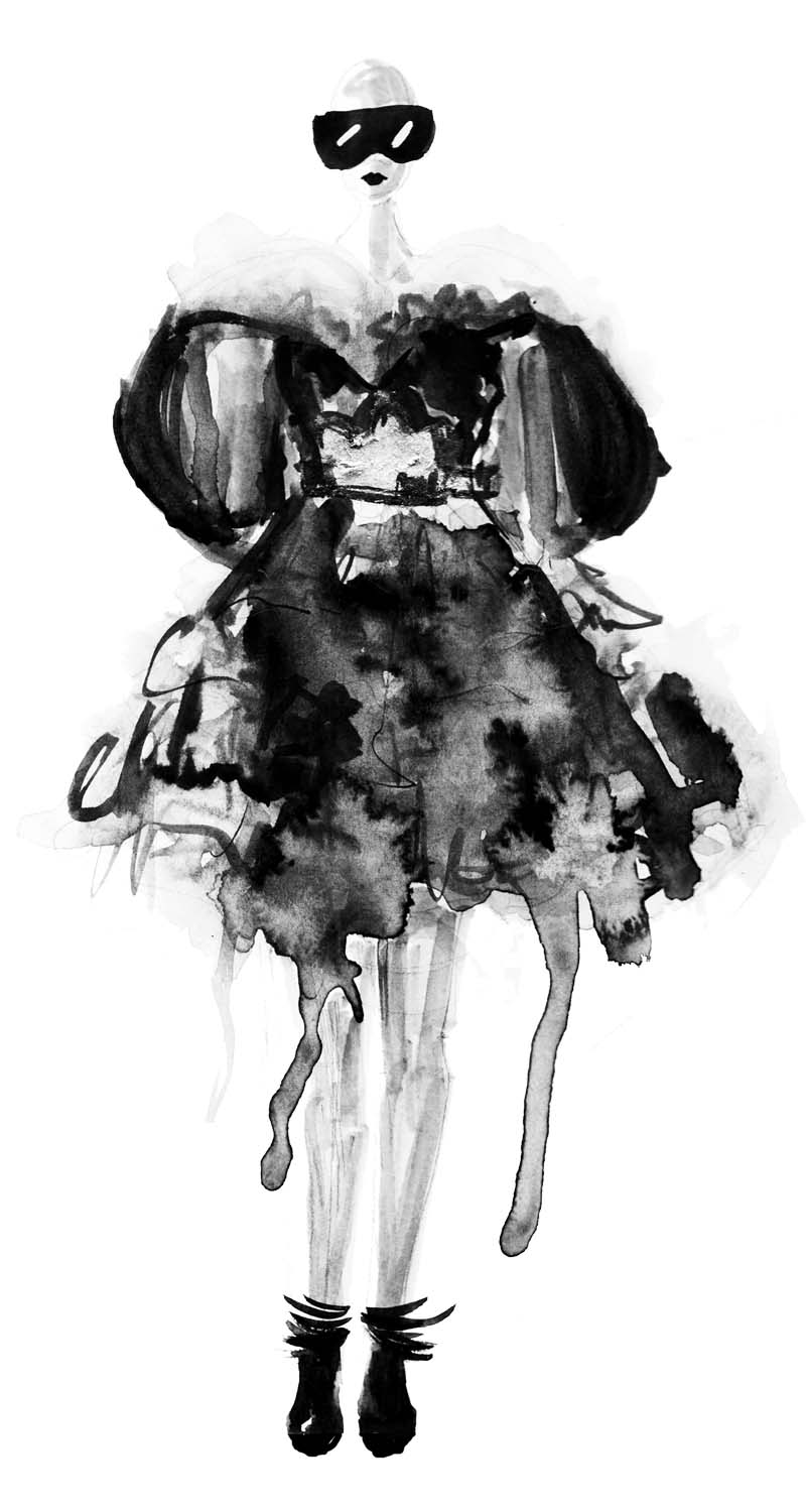 So zeichnest du eine Mode Skizze ! Erfahre wie du durch einfache Mittel tolle Ergebnisse zu Stande bringst - anhand von Alexander McQueen Entwürfen erklärt. Hermine on walk | Mode Illustration | Fashion lIlustrations | Fashion Sketch | Sketchbook | Mode Skizzen